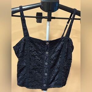 Abercrombie & Fitch Black Lace Crop Cami Button Front Bustier Top S